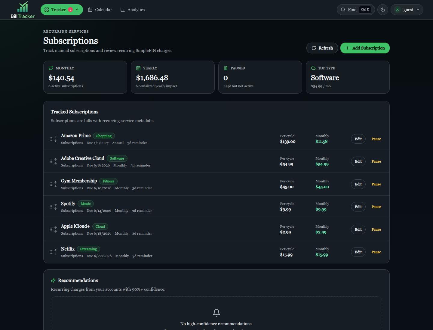 Subscription manager